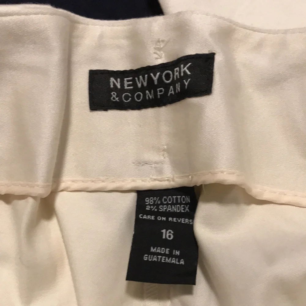 NWT New York & Company cream cuffed pants zebra patterned scarf belt Size 16 - Picture 8 of 9